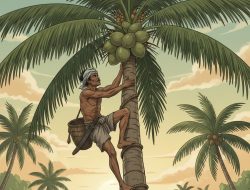 Upah Rp7-8 ribu per Pohon, Pemanjat Kelapa Parimo Bertaruh Nyawa Tanpa Jaminan Keselamatan